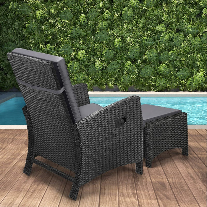 Amalfi Lux Rattan Wicker Outdoro Lounger Set | High Quality Weather Resistant Garden Patio Furniture Set | Adjustable Cushioned Lounger Sets | 2 Finishes