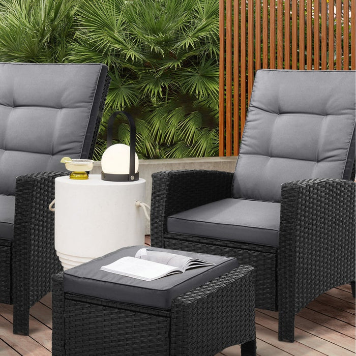 Amalfi Lux Rattan Wicker Outdoro Lounger Set | High Quality Weather Resistant Garden Patio Furniture Set | Adjustable Cushioned Lounger Sets | 2 Finishes