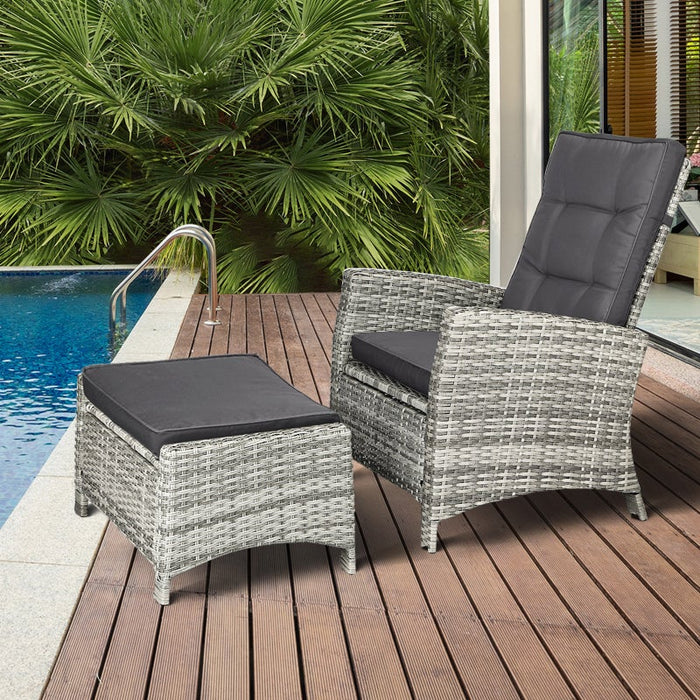 Amalfi Lux Rattan Wicker Outdoro Lounger Set | High Quality Weather Resistant Garden Patio Furniture Set | Adjustable Cushioned Lounger Sets | 2 Finishes