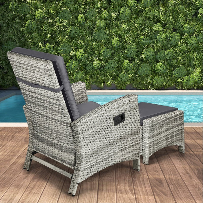 Amalfi Lux Rattan Wicker Outdoro Lounger Set | High Quality Weather Resistant Garden Patio Furniture Set | Adjustable Cushioned Lounger Sets | 2 Finishes