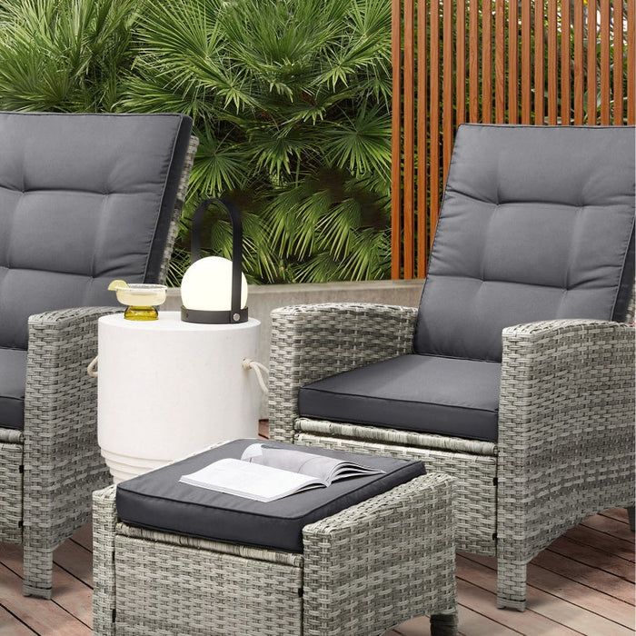 Amalfi Lux Rattan Wicker Outdoro Lounger Set | High Quality Weather Resistant Garden Patio Furniture Set | Adjustable Cushioned Lounger Sets | 2 Finishes