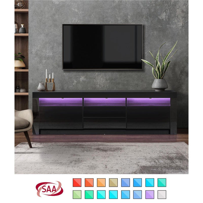 Neo Luxe LED 16 Light TV Cabinet 180cm Entertainment Unit | Hi Gloss TV Unit Stand with Multi Storage| 2 Colours