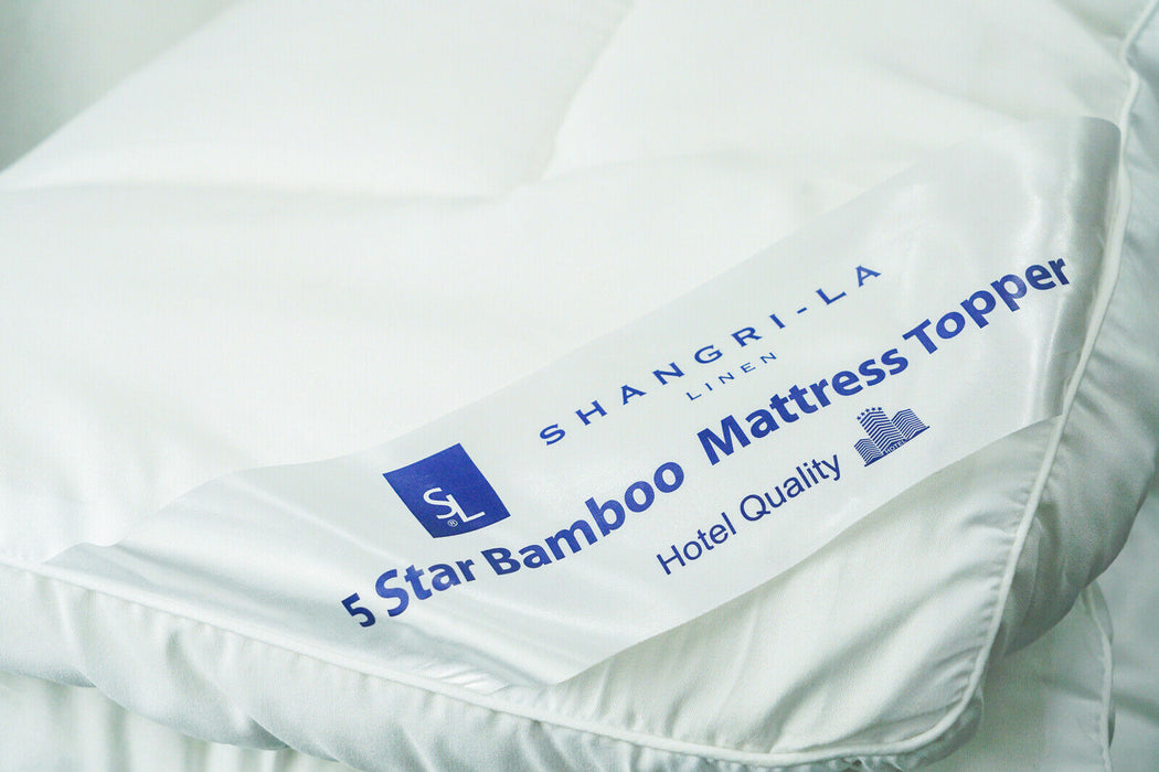 1000GSM Cooling Bamboo Mattress Topper | Hotel Quality Deluxe | Fitted Skirt Breathable Topper | 5 Sizes